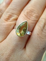 Rare silver ring with heliodor stones