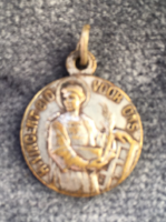 St. Vincent is the protector of weavers and winegrowers - old silver-plated pendant