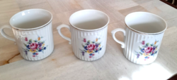 Bohemia porcelain glass mug with rose pattern 3 pcs
