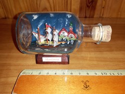 Ship model in a bottle Monterey small sailboat in a glass