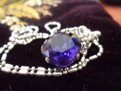 Bizsu necklace (new) with purple stone pendant