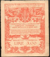 D - 010 -  Külföldi bankjegyek: 1925 Olaszország, 3 líra Pompei belépőjegy