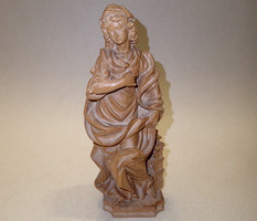 Meseszép vintage kézzel faragott jelzett női szent figura fa faragás szobor fafaragás