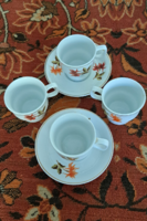 2 pairs of Hollóháza porcelain coffee cups with bottoms