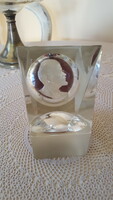 Special crystal glass desk decoration, paperweight with Lenin's portrait