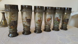 Austrian ceramic jug with pictures of forest animals, 6 pcs.