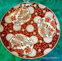 Antik, Japán GOLD  Imari 31 cm, kézzel festett kínáló tányér, falidísz..Virágkocsi sorozat.