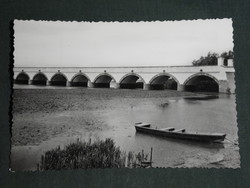 Postcard, hortobágy, nine-hole bridge panorama, boat, boat