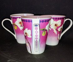 3 Royal Worcester orchid white mugs