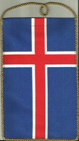 Asztali zászló = IZLAND (textil, 14,5 x 23,5 cm, kétoldalas)