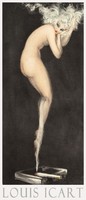 Louis Icart A füst illúziója 1940 art deco metszet művészeti plakátja, női akt cigaretta szivar