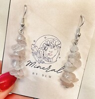 Real rose quartz mineral earrings