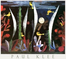 Paul Klee Tájkép sárga madarakkal 1923 festmény művészeti plakátja, színes növények, gyerekeknek is!
