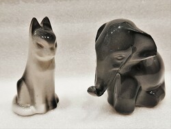 Art deco hummingbird ceramics (lonkay antal, drasche factory, 1942.) Cat and elephant figurines