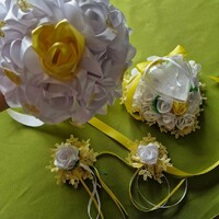 Wedding mcs41 - bridal bouquet, ring pillow, groom's pin, wrist ornament