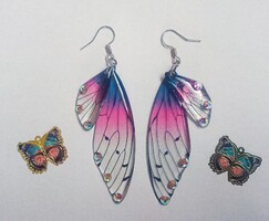 Colorful stone butterfly butterfly wing earrings