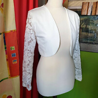 Wedding bol57 - white bridal bolero with long lace sleeves