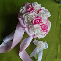 Wedding mcs32 - bridal bouquet, groom's pin - pink color