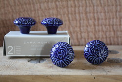 Zara home - blue porcelain furniture knobs - new, flawless