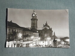 Postcard, Pécs, Széchenyi square, town hall view detail, in evening light