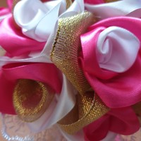 Wedding mcs22 - bridal bouquet of satin roses with gold petals