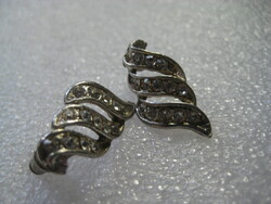 Earrings, three waves, with small stones