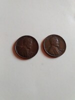 USA.Egy cent 2 db. 1919.1929s.