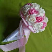 Wedding mcs31 - white bridal foam rose bouquet - pink color
