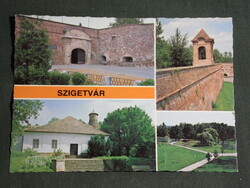 Postcard, island castle, Zrínyi castle mosaic details