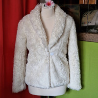 Wedding bol90 - off-white bridal long-sleeved fur bolero, jacket