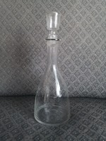 Grape-patterned, engraved and engraved glass bottle with stopper