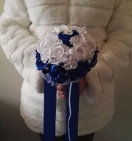 Wedding mcs35 - 22x25cm bridal bouquet of blue and white satin roses