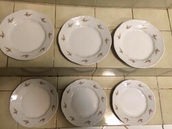 6 Zsolnay flower-patterned porcelain plates, perhaps an old pastry set