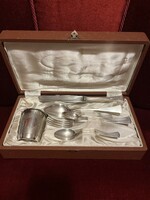 Antique (1900s / silver christening set! Antique! 800-900 silver! Gross 220 grams!