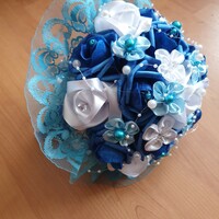 Wedding mcs42 - bridal bouquet of turquoise satin roses