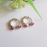 New red rhinestone bijou earrings for little girls