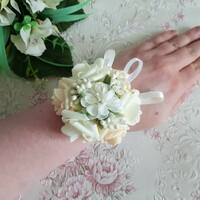 Wedding csd28 - wrist ornament made of ecru and white foam flowers