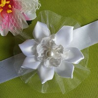 Wedding csd16 - organza-based snow-white lace floral wrist ornament