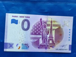 France 0 euro 2023 paris-new york eiffel tower liberty statue usa flag! Rare memory priest