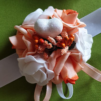 Wedding csd23 - bracelet made of orange and white foam flowers