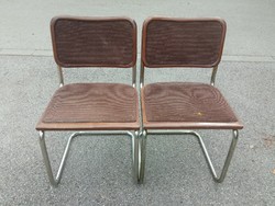 2 bauhaus design cesca chairs with chromed steel frame, marcel breuer