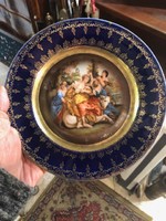 Alt Wien ARANYOZOTT JELENETES PORCELÁN SÜTEMÉNYES KÍNÁLÓ,18 cm-es.7273