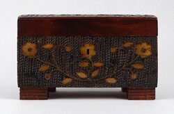 1Q268 old copper wire decorative wooden box jewelry box