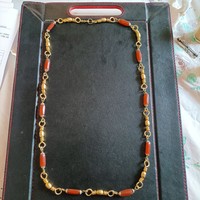 82 cm long mineral necklace with copper spacers