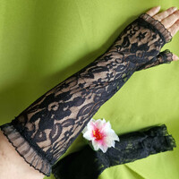 Wedding kty17 - 36cm black bridal lace gloves