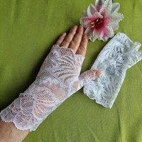 Wedding kty10 - 17cm one finger snow white bridal lace gloves