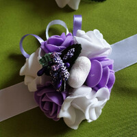 Wedding csd24 - wrist decoration made of purple and white foam flowers