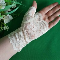 Wedding kty75 - 16cm one-finger champagne-colored lace gloves