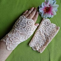 Wedding kty65 – 15cm sleeveless peach colored lace gloves