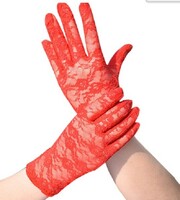 Wedding kty24 - 21cm traditional red bridal lace gloves